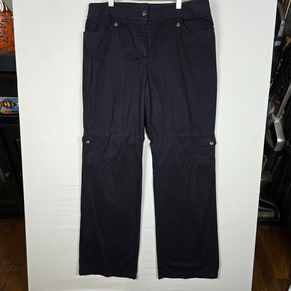 Ann Taylor LOFT Black Cargo Pants Women's 10‎ Straight Leg Stretch Pockets